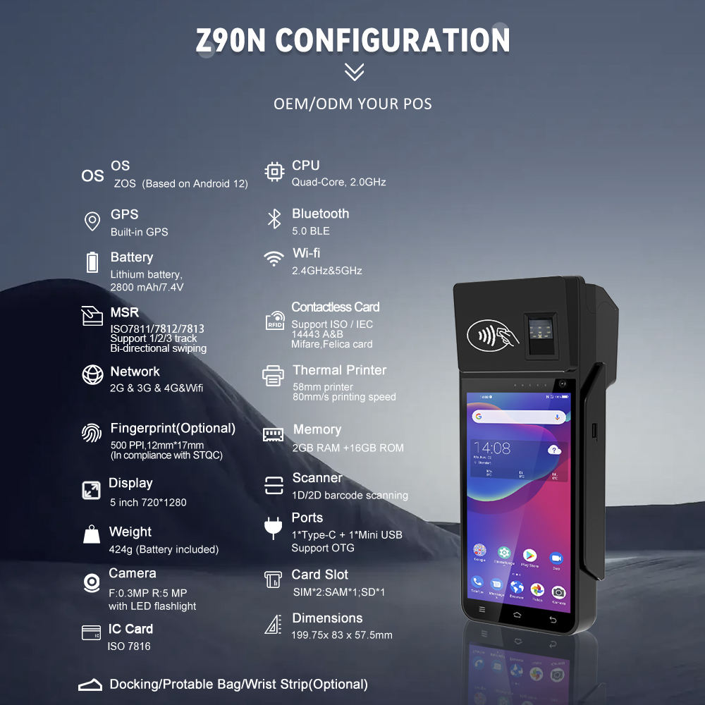 POS Mobile Terminal NFC Android 12.0 5G Printer 2D Scan BPOVO BO-Z90 - Image 2