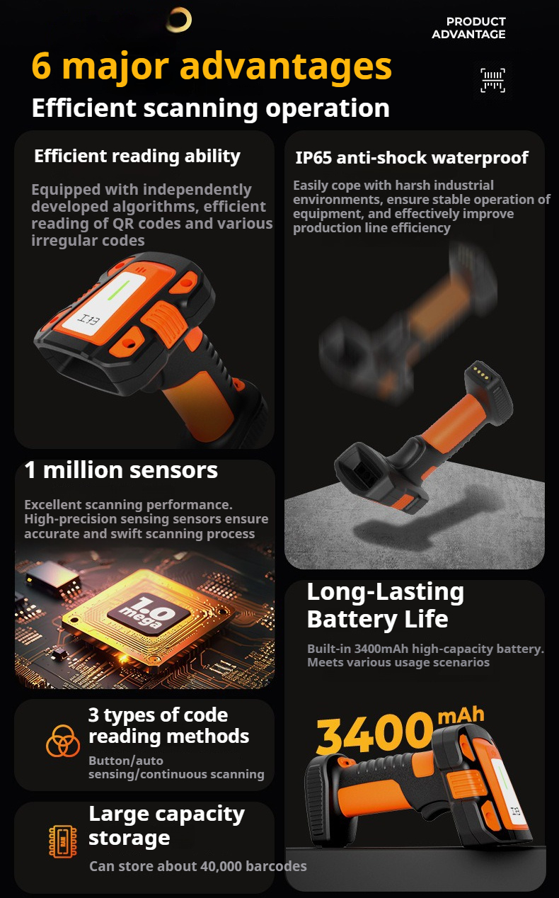 Barcode Scanner (Million) 2D QR Handheld Wireless USB Bluetooth BPOVO BO-Y1-L - Image 7